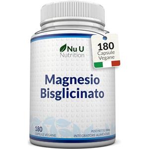 Nu U Nutrition Magnesio Bisglicinato Chelato 1000mg - 180 Capsule Vegane - 3 Mesi di Fornitura - Fornisce 200mg di Mag Glicinato Elementare per Dose - Prodotto in Europa - Nu U Nutrition