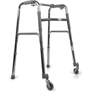 MOPEDIA Deambulatori pieghevole in alluminio anodizzato 2 puntali e 2 ruote piroettanti da 7 cm serie Click Art. RP734