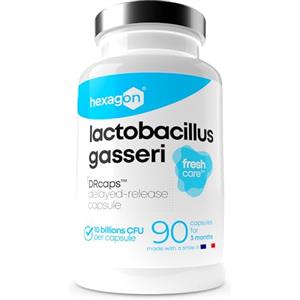 Hexagon Lactobacillus Gasseri 10 Miliardi UFC/Capsula - Cura Completa di +3 Mesi - Probiotici per Intestino - L-Gasseri - Fermenti Lattici Probiotici - Freshcare™ - 90 Capsule DRcaps™ - Hexagon