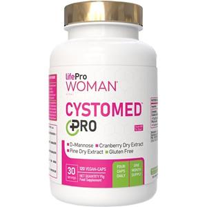 LP Woman Vital Mirtillo Rosso 5X Potenza + D-Mannosio 2000mg - Cystomed Tripla Azione 120 Capsule con 192,5mg PACs Standardizzati + Estratto di Pino - Integratore Vie Urinarie Scientificamente Validato (EFSA/PubMed)