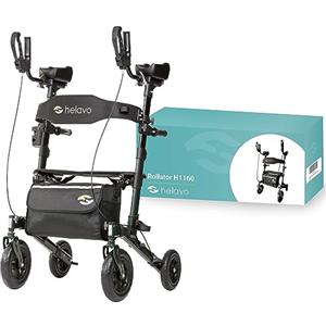 helavo H1160-EU deambulatore per l'artrite da esterno con imbottiture per avambracci - Girello per anziani con ruota gomma piena antiforatura - Massima mobilità e comfort all'aperto