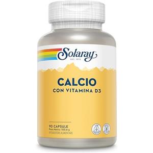 Solaray Citrato di calcio con vitamina D3 - 90 capsule (non compresse) | 1000 mg di calcio e 400 UI di vitamina D | Supporta la funzione di ossa, denti e muscoli | Altamente assorbibile, formula