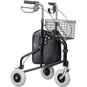 HOMCOM Deambulatore per Anziani e Disabili ad Altezza Regolabile con 2 Freni, Cestino e Vassoio, Deambulatore per Casa in Acciaio e Plastica, 60x62x84-100.5 cm, Nero