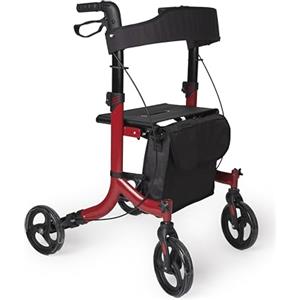 FERRUCCI COMFORT Deambulatore con Freni Pieghevole Regolabile Compatto in Alluminio, Girello per Anziani, VITAWALK PRO - Cesto portaoggetti, 4 Ruote, Rollator, SC5023B