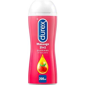 Durex Massage 2 in 1, Gel Lubrificante Intimo a Base Acqua e Gel per Massaggi, con Guaranà, 200 ml