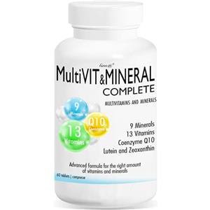 Line@Diet MultiVIT & MINERAL COMPLETE | 60 compresse | MULTIVITAMINICO | 14 vitamine | 9 minerali | con coenzima Q10 e acido folico | scorta per 1 mese | PRODOTTO ITALIANO