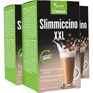 Slimjoy Caffeina ed Estratto di Caffè Verde, Boost di caffeina - Delizioso Caffè solubile con Inulina di Cicoria ed Guarana - 30 bustine, Sensilab Slimmiccino XXL