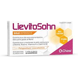 Chiesi Farmaceutici Chiesi, Lievitosohn Sole Intensive - Integratore Alimentare per la Cura di Pelle e Capelli in Caso di Esposizione Solare, Senza Glutine - Confezione da 30 compresse