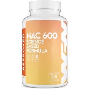 WORLD'S FOOD NUTRITION WFN Approved NAC 600 mg per capsula - N-Acetil-L-Cisteina - Fornitura annuale di 365 capsule - Altamente dosata, vegana, senza additivi - Prodotta e testata in Germania