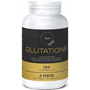 Mekià® L-glutammina l glutatione integratore ridotto bioattivo da fermentazione Rosa Canina Cardio Mariano Antiossidante Immunostimolante Difese Immunitarie Disintossicante Fegato Reni 120 Capsule