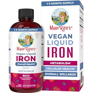 MaryRuth Organics, Liquid Iron, Ferro Liquido Vegano, 450 ml, Testato in Laboratorio, Vegetariano, Senza Glutine, Senza Soia, Senza OGM