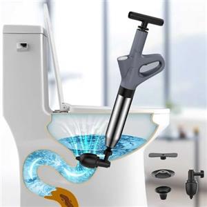 Mieaoll Stura WC ad alta pressione, Pompa stura scarichi con manometro visibile, Sturalavandini a pressione con sonda in tempo reale, Stantuffo robusto per intasamenti di WC, lavandini e tubature