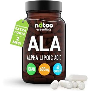 NÄTOO Acido Alfa Lipoico 600 mg, 60 Capsule ad Alto Dosaggio (2 mesi di integrazione), Acido Lipoico Potente Antiossidante contrasta i Radicali Liberi, Integratore di Acido Alfa-Lipoico Vegan