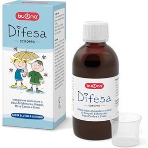 Buona Difesa Sciroppo 150 ml, Integratore alimentare, Difese Immunitarie Bambini, a base di Propoli, Echinacea, Rosa Canina e Zinco