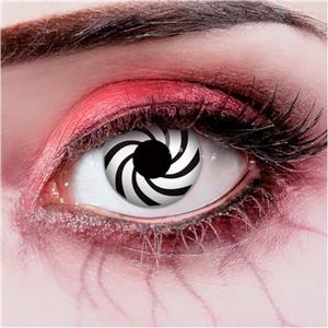 aricona Kontaktlinsen - Lenti a contatto bianche con ottica a spirale nera ipnotizzante - Lenti a contatto nere senza potere per Halloween, carnevale, costume, 2 pz.