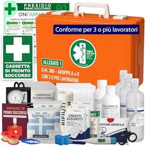 ONFARMA FARMA2 cassetta pronto soccorso Cassetta medica Completa conforme DM 388 allegato 1 per aziende con 3 o più lavoratori A norma di legge per aziende con 3 o più lavoratori.