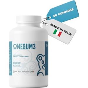 Bluma OMEGUM3 Gummies - Integratore Omega 3, Made in Italy - Integratori Omega 3 6 9 Supporta la Funzione Cardiovascolare, Senza Zucchero - 60 Caramelle Gommose Omega3, 150 gr