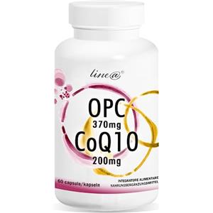 Line@Diet OPC e CoQ10 Line@ | Potente ANTIOSSIDANTE 2 in 1 | E.s. di VITE ROSSA 370mg e COENZIMA Q10 200mg | 60 capsule | 2 MESI