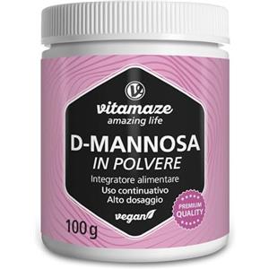 Vitamaze - amazing life D Mannosio in Polvere 2000 mg de Alto Dosaggio & Vegano, per Dose Giornaliera, 100 g di Contenuto della Lattina, Integratore Alimentare senza Additivi Inutile, Qualità Tedesca.
