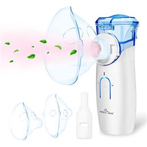Easy@Home Aerosol Portatile Silenzioso: Ultrasuoni Veloce Aerosol per Bambini Adulti, Macchina Aerosol Senza Fili USB Ricaricabile (Scadenza: 10 ottobre 2025)