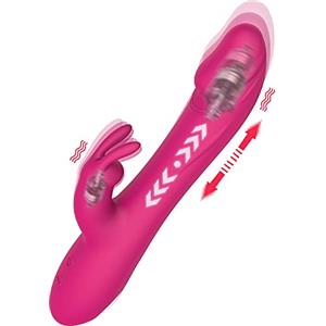 Dergad Siliconē Vibràtóre di Coniglio Doppio Motore, Morbido Vibratǒri Sēssuali per Donnà Stimolàzione Clitòridea e Puntó G Massàggiatore