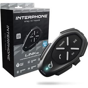 INTERPHONE LINK HD Singolo, Interfono moto per comunicazione pilota-pilota, moto-moto e passeggero fino a 300mt, Interfono casco con Bluetooth per GPS e chiamate, Autonomia 20h e impermeabile IP67