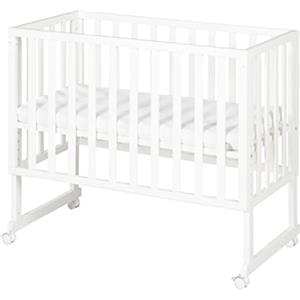 roba Lettino Co-sleeping safe asleep 3 in 1, 45 x 90 cm, Altezza Regolabile, Set Completto con Culla, Inserto, Barriera in Tessuto e Ruote con Freni, Legno Laccato Bianco