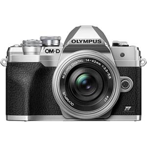 Olympus Fotocamera Olympus OM-D E-M10 Mark IV con sistema Micro Quattro Terzi, sensore da 20 MP, mirino elettronico, video 4K, Wi-Fi, argento, incl. M.Zuiko Digital ED 14-42mm F3.5-5.6 EZ Pancake argento