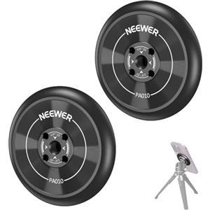 NEEWER Adattatore Telefono Magnetico per Treppiede con Anello Magnetico Adesivo, 2pz, Compatibile con MagSafe iPhone 16 15 Pro Max Plus 14 13 12, Filetto1/4" per Video, Selfie Stick, Ring Light, PA010