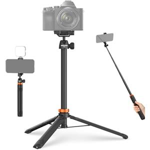 NEEWER BASICS 59"Selfie Stick Tripod Compatibile con iPhone Canon Sony Fotoamera DSLR, Piccolo Treppiede da Tavolo Portatile in Metallo con Testa Sfera a 360° Supporto Telefono per Riprese Video Film