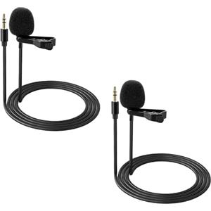 NEEWER Confezione da 2 microfoni Lavalier da bavero Compatibile con DJI Rode Wireless GO II Wireless Pro microfono wireless, 3,5 mm TRS omnidirezionale a condensatore cablato con clip per YouTube Live