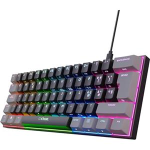 Trust Gaming GXTrust 867 Acira Tastiera Meccanica 60% Layout Italiano QWERTY, Mini Tastiera Retroilluminata RGB, Tasti a Doppia Funzione, USB Tastiera Gaming Programmabile PC Laptop Portatile - Nero
