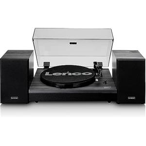Lenco LS-300 - Giradischi Hi-Fi con Bluetooth - Con altoparlanti esterni 2 x 10 W RMS - Trasmissione a cinghia - Arresto automatico - Custodia in MDF - Nero