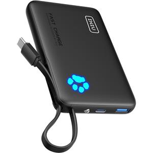 INIU 45W Power Bank, 10000mAh PowerBank con USB C Cavo Integrato, Ricarica Rapida PD3.0 QC4.0 USB C Input & Output, Mini Caricatore Portatile Power Bank per iPhone 17 16 15 14 13 Samsung Xiaomi iPad