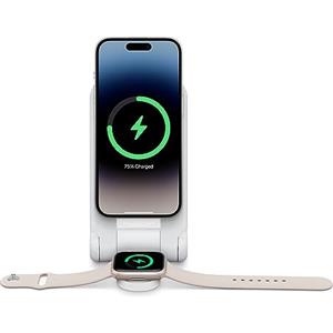 OtterBox 2-in-1 Fast Charge Folding Powerbank, carica portatile 10,000 mAh con MagSafe e USB-C Output, indicatore LED, sottile e leggera, design durevole per iPhone e Apple Watch, Bianca