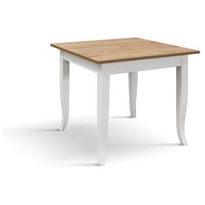 KONTE.DESIGN Tavolo RIMINI in legno finitura rovere rustico e struttura in legno bianco 80x80 cm