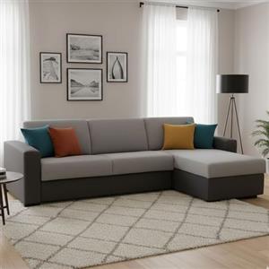 Dmora Talamo Italia - Divano letto con penisola Alicya, Sofà con penisola contenitore reversibile, Braccioli standard, 100% Made in Italy, Cm 280x95h90, Grigio e Antracite