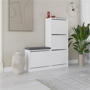 Dmora Scarpiera Alpherg, Mobile portascarpe, Armadio da Ingresso Multiuso, Mobiletto per Calzature, 105x26 h119 cm, Bianco
