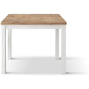 KONTE.DESIGN Tavolo POSITANO in legno effetto rovere e gambe bianche, allungabile a libro 90x90 cm - 180x90 cm