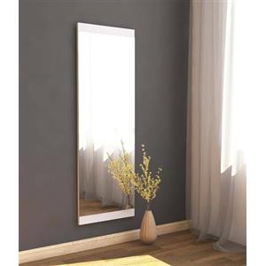 Dmora - Specchio Acamar, Specchiera, Articolo d'arredo a muro, Decorazione con specchio, 40x2h120 cm, Bianco