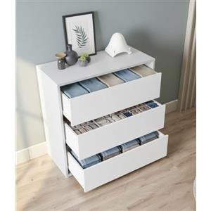 Dmora - Cassettiera Newport, Settimanale a 3 cassetti, Mobile Comò basso per interno armadio, Settimanale moderno, 60x44h57 cm, Bianco