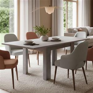 Dmora Tavolo Allungabile Otto 90x90x75h cm Grigio 8 Posti Allungabile, Meccanismo Estensione a Libro Made in Italy