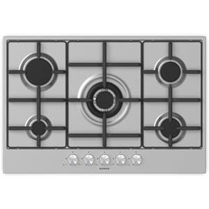 SCHOCK | Piano Cottura 5 Fuochi Gas Silver PC75 con Manopole Milleluci, Griglie in Piattina, Valvole di Sicurezza, Inox, 740x500 mm