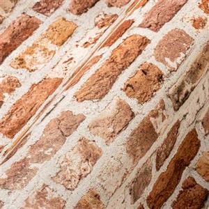 A.S. Création Carta da parati in tessuto non tessuto - Carta parati effetto mattoni in rosso, arancione e bianco - diverse stanze - 10,05 m x 0,53 m