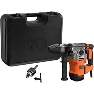 BLACK+DECKER Trapano a percussione SDS+, motore da 1250 W, funzionalità a 3 modalità, forza d'urto di 3,5 J, include punte e scalpello, BEHS03K-QS