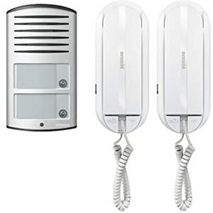 Bticino 366821 Kit Audio 2 Fili bifamiliare con pulsantiera Linea 2000 da Parete e citofono Sprint L2