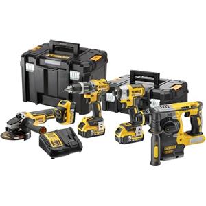 DEWALT Kit senza spazzole 18V XR, 3X 5Ah (4 pz.), DCK422P3T-QW