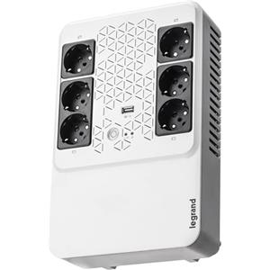 BTicino Legrand UPS monofase Gruppo di Continuità per PC LG-310082, Keor Multiplug, con Caricatore USB, 6 prese multistandard, Stabilizzazione AVR, 800 VA/480 W, Autonomia fino a 15 minuti