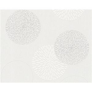 A.S. Création Carta da parati non tessuto - a tema circolare in crema e bianco - Carta parati per varie stanze - Carta da parete in 10,05 m x 0,53 m