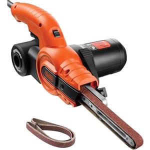 BLACK+DECKER 350W, lima a nastro da 13 mm con 3 nastri abrasivi e sistema di raccolta della polvere, KA900E-QS